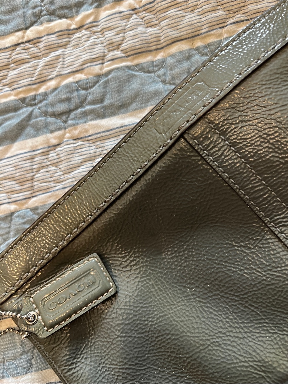 Coach Gray Patent Leather Wristlet with Strap - Picture 2 of 3